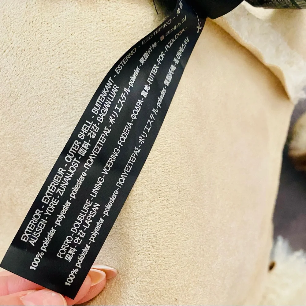 NWT Zara white textured curly knit teddy coat S - Picture 9 of 9